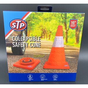 STP Collapsible Safety Cone 16" Height Reflective Strip Compact Design Emergency